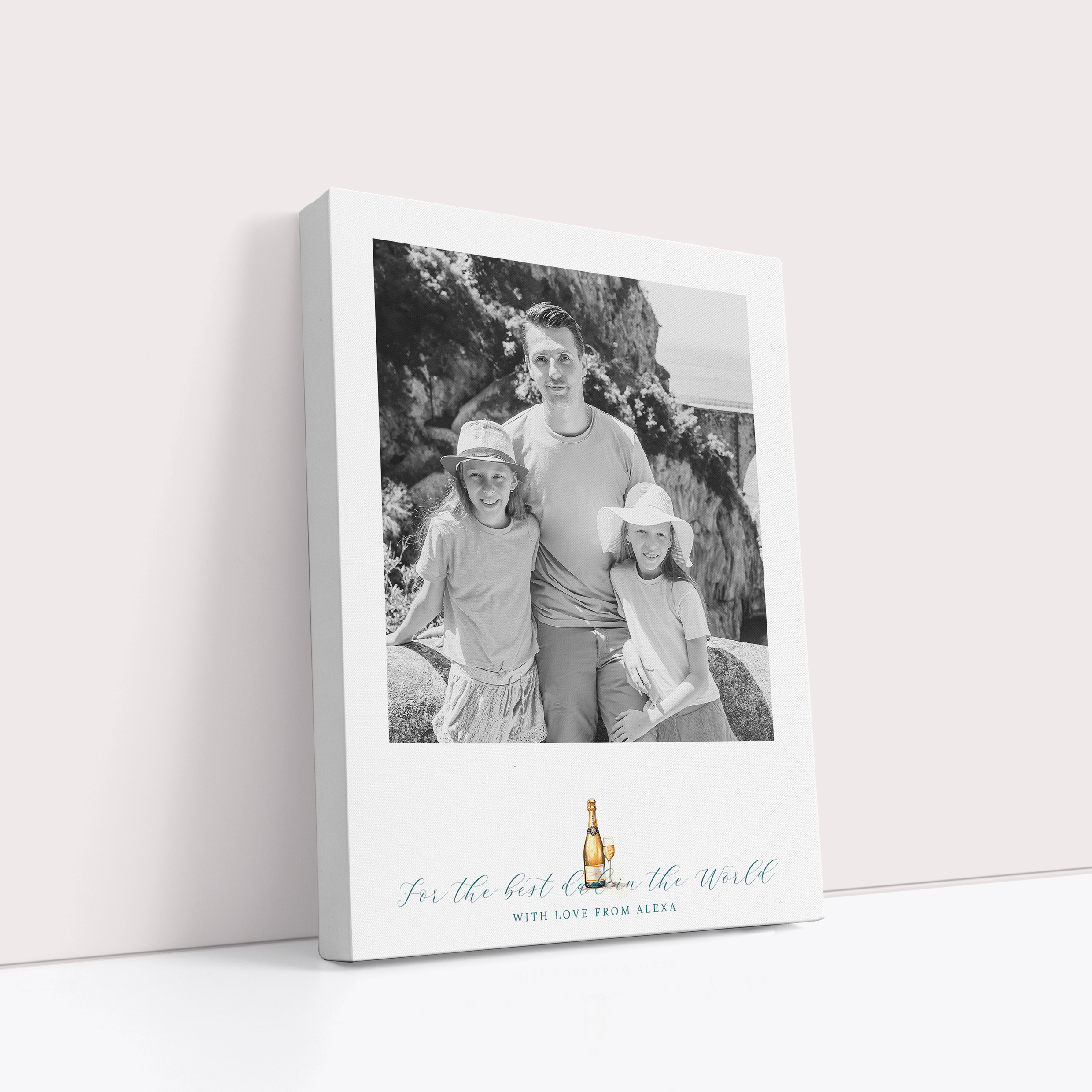Photo of a canvas print called 'Cheers to Dad'. It is 40cm x 30cm in size, in a Portrait orientation. It has space for 1 photos.