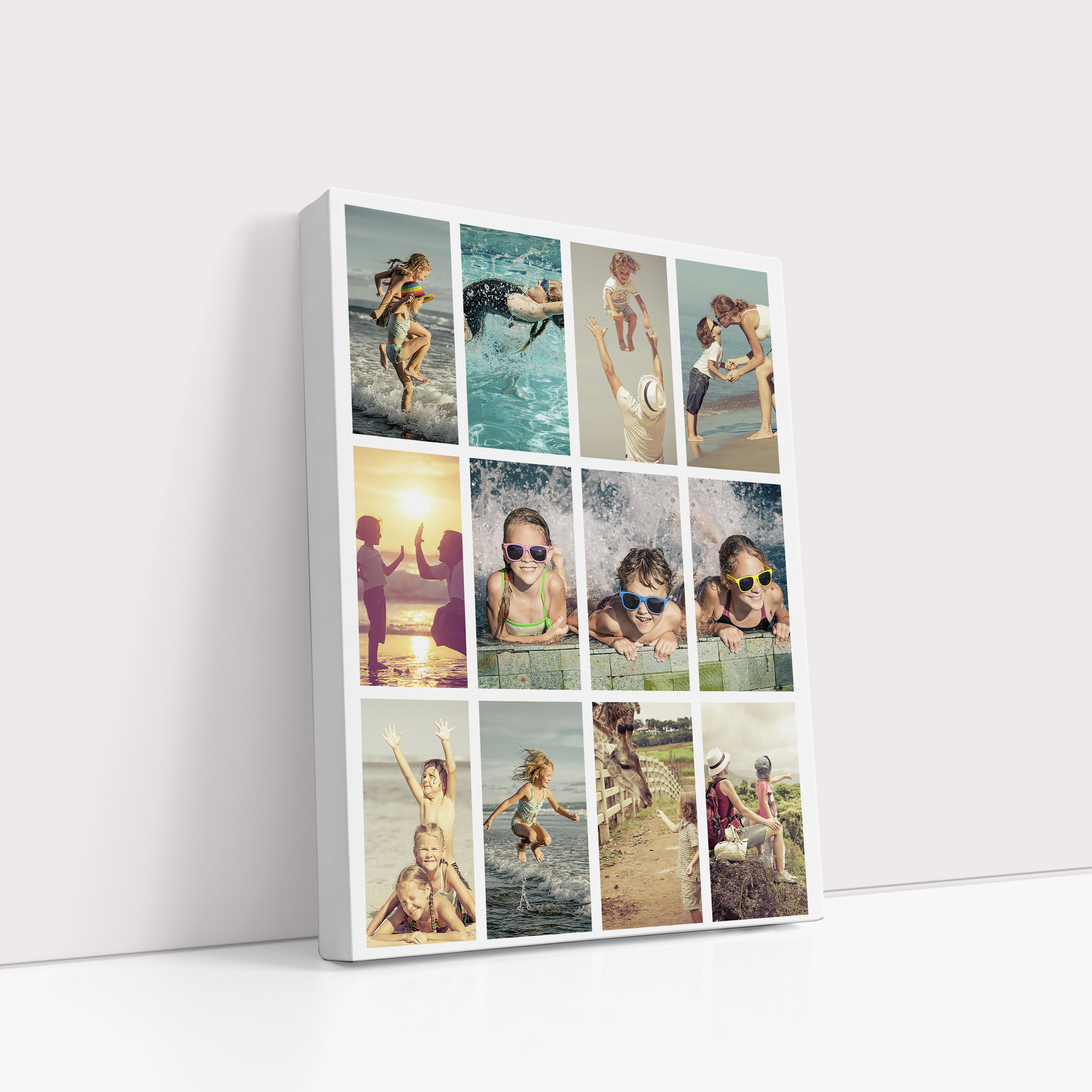 Photo of a canvas print called 'Cinematic Snapshot'. It is 40cm x 30cm in size, in a Portrait orientation. It has space for 12 photos.