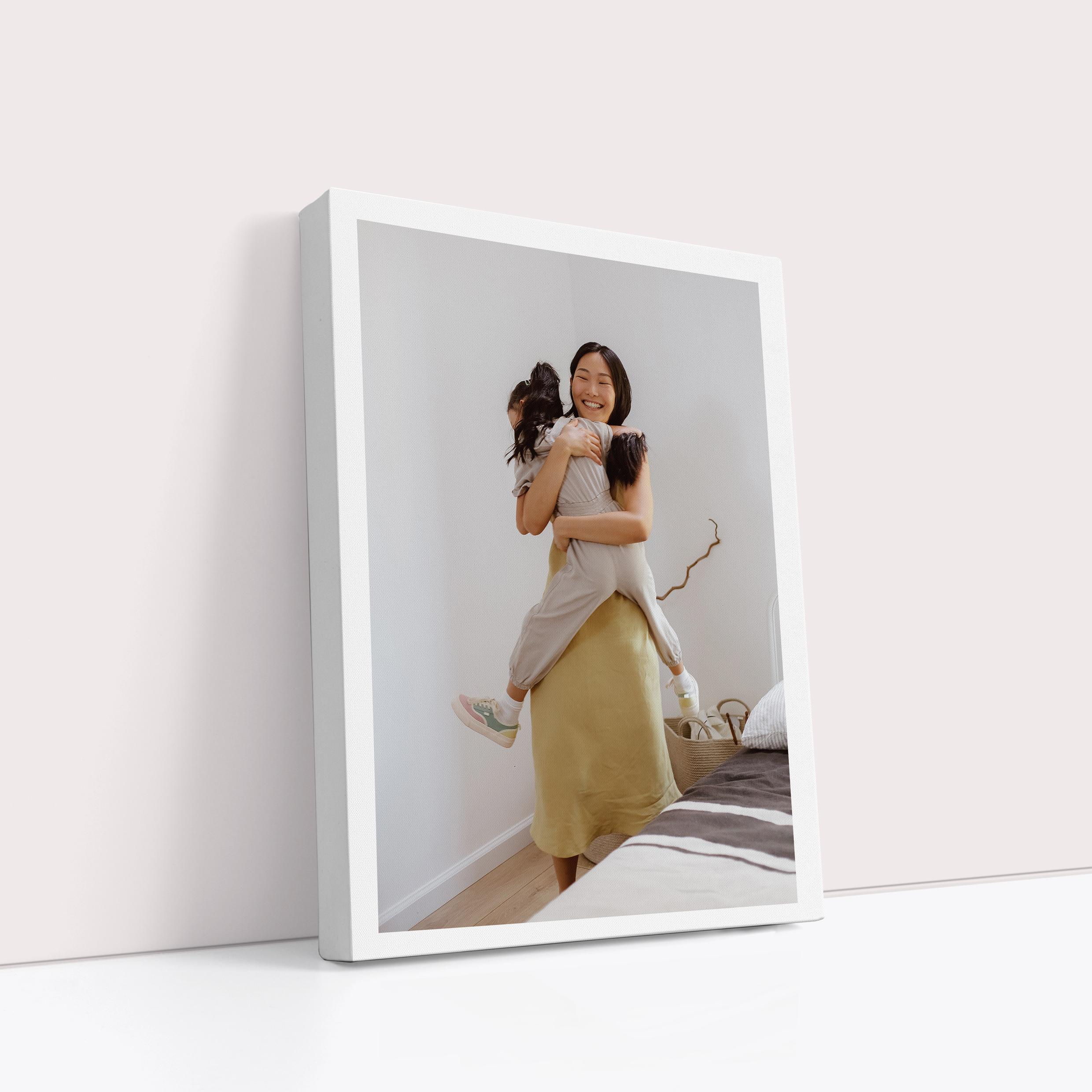 Medium White Frame Personalised Stretch Canvas Print - Elegant Photo Display