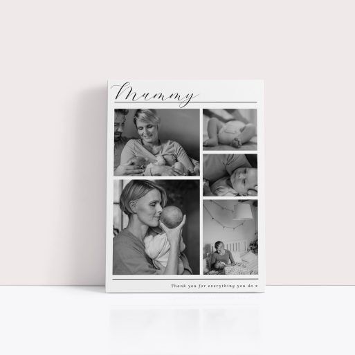 Photo of a canvas print called 'Mother’s Quintessence'. It is 40cm x 30cm in size, in a Portrait orientation. It has space for 5 photos.