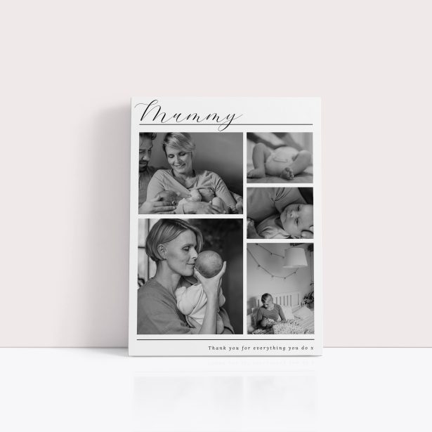 Photo of a canvas print called 'Mother’s Quintessence'. It is 40cm x 30cm in size, in a Portrait orientation. It has space for 5 photos.