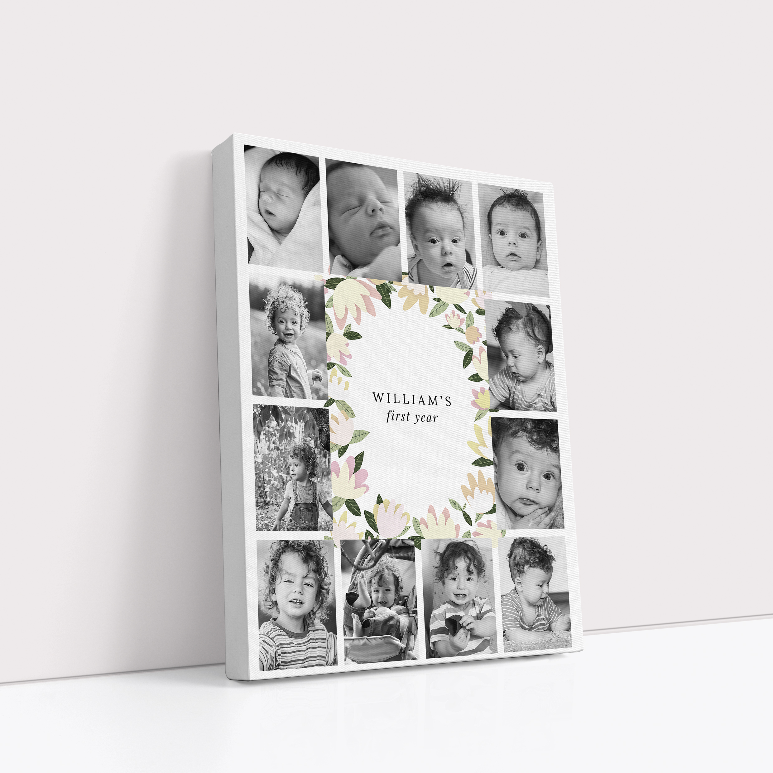 First Memories Personalised Stretch Canvas Print with 10+ Photos – Capture Precious Moments