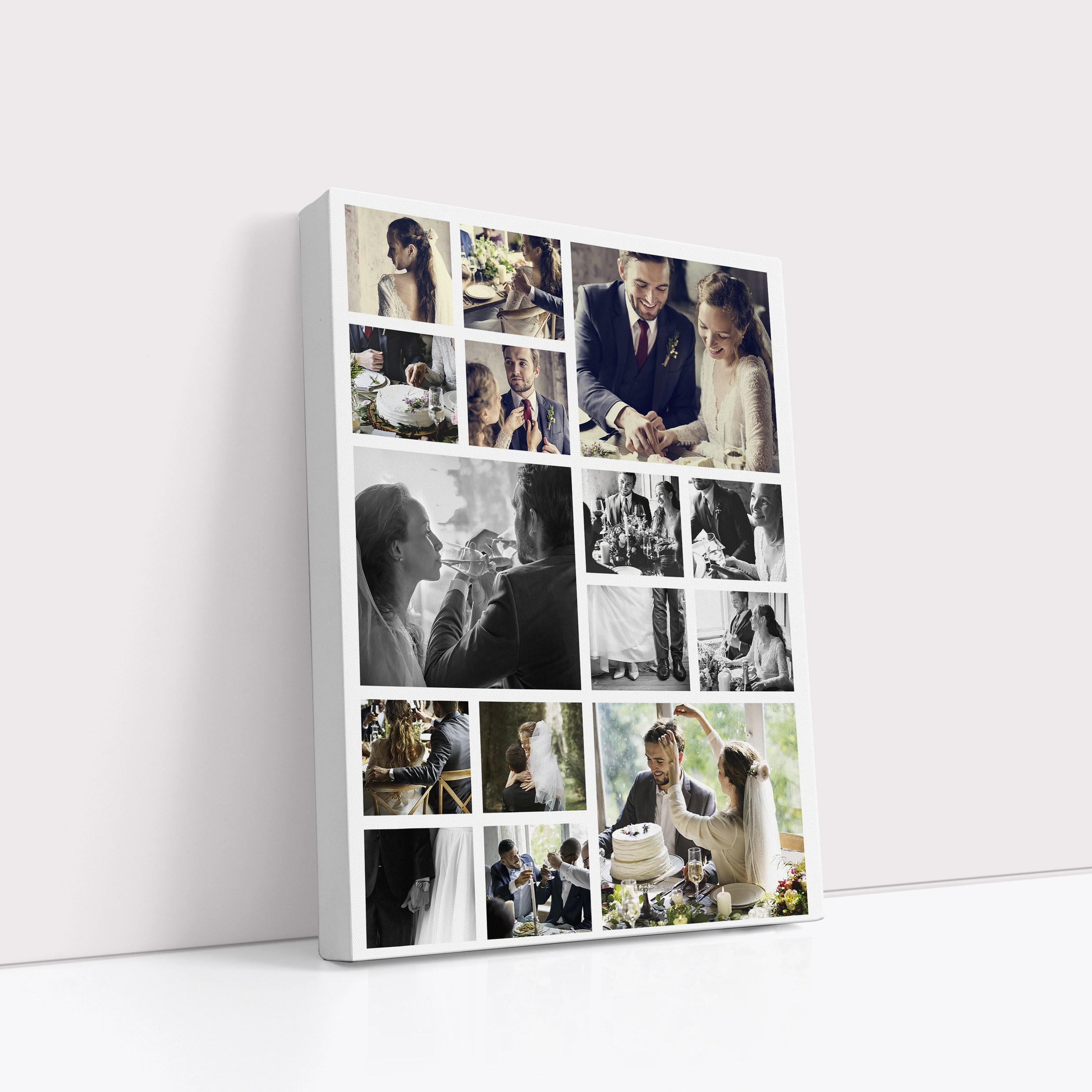 Photo of a canvas print called 'My Montage'. It is 40cm x 30cm in size, in a Portrait orientation. It has space for 15 photos.