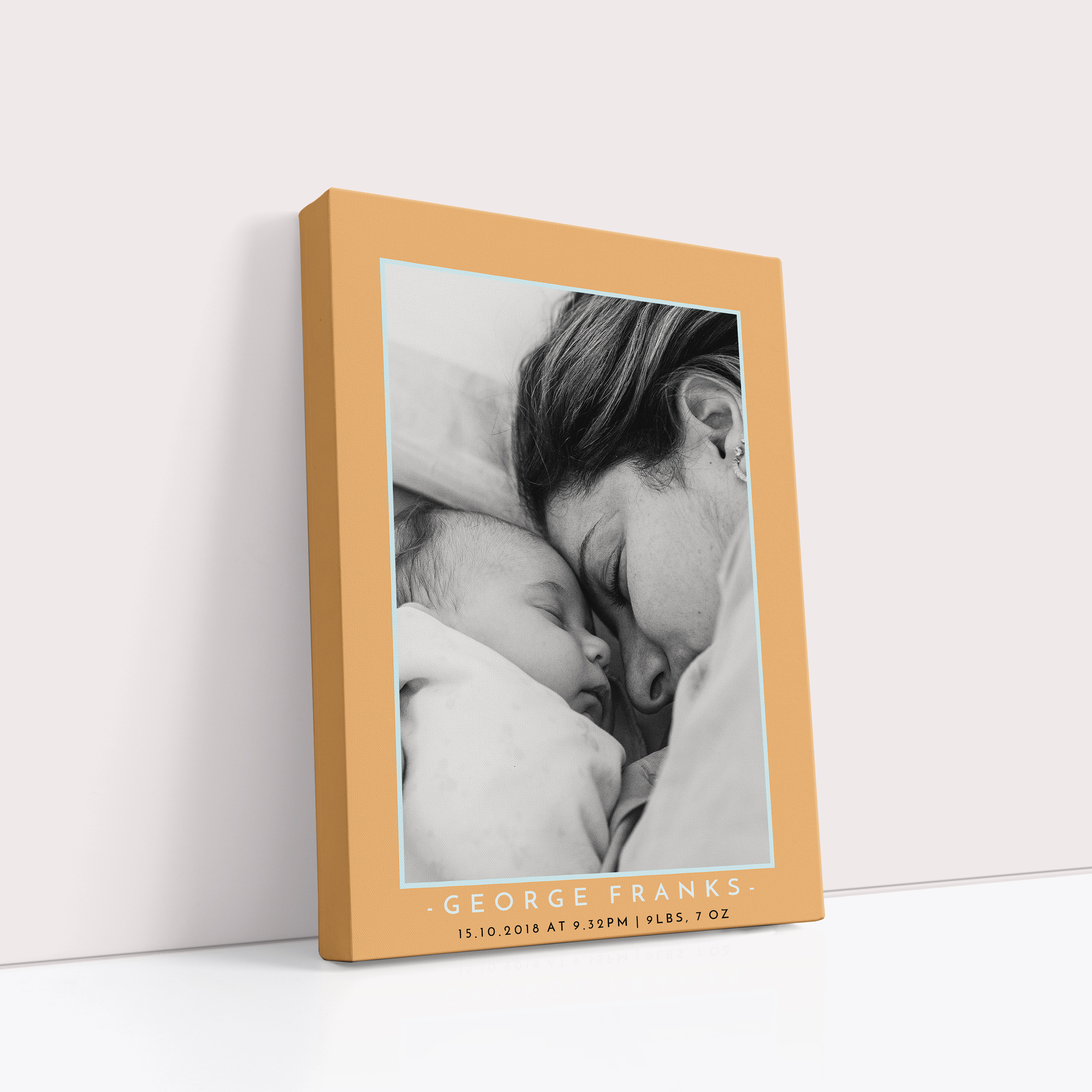 Orange and Mint Personalised Stretch Canvas Print – Capture Timeless Elegance