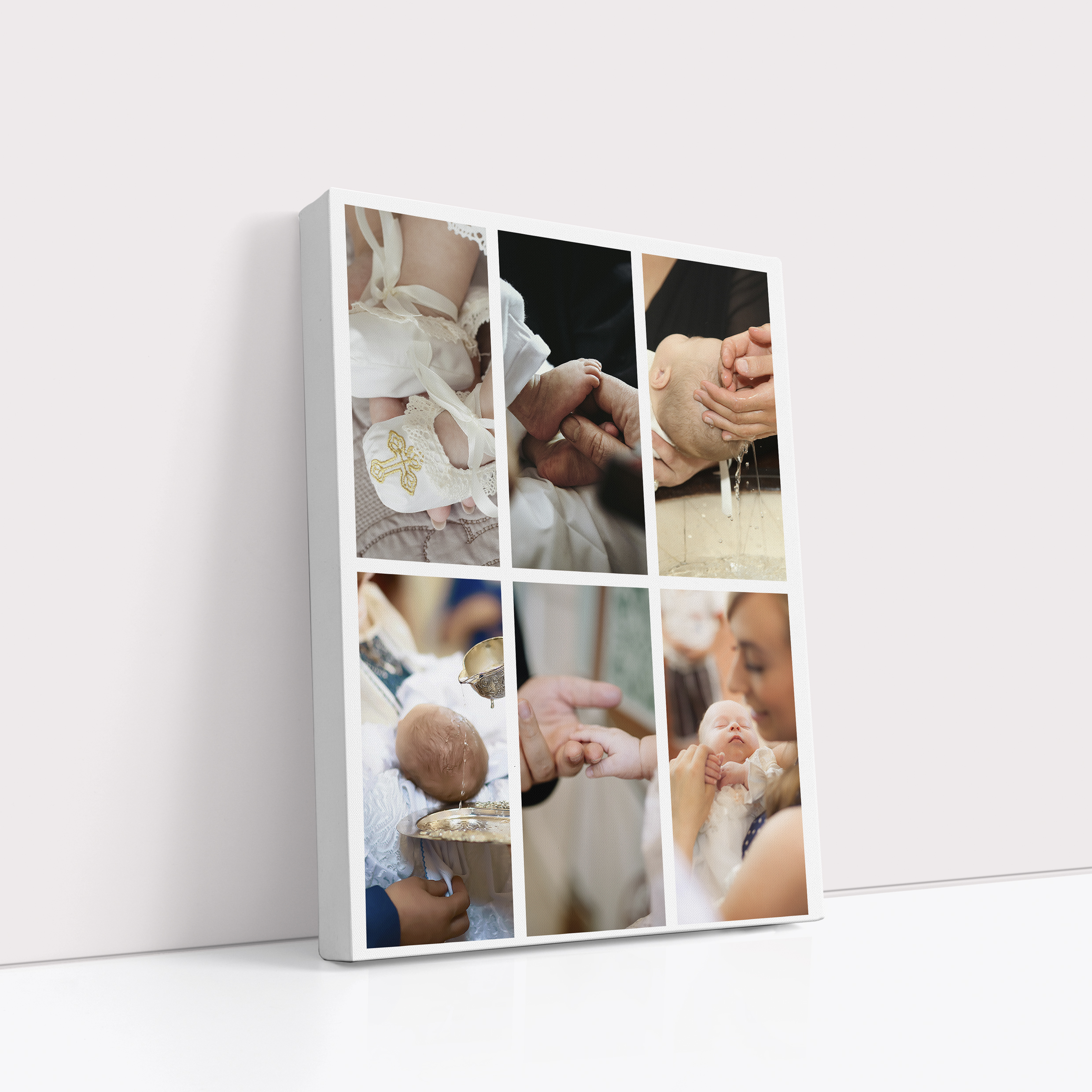 Photo of a canvas print called 'Photographic Symphony'. It is 40cm x 30cm in size, in a Portrait orientation. It has space for 6 photos.