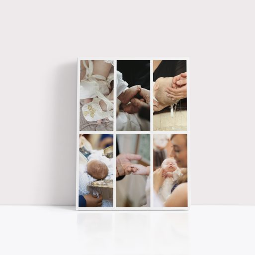 Photo of a canvas print called 'Photographic Symphony'. It is 40cm x 30cm in size, in a Portrait orientation. It has space for 6 photos.