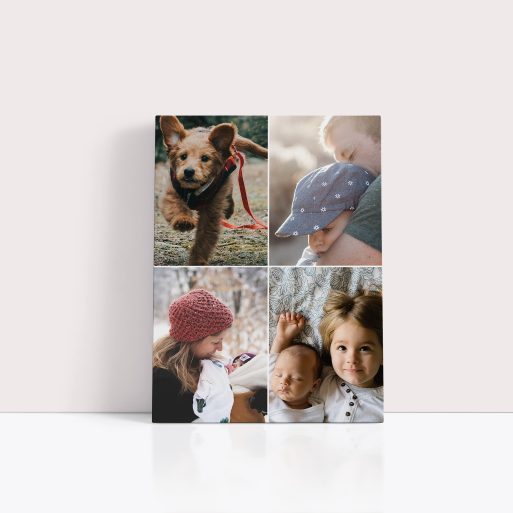 Photo of a canvas print called 'Quad'. It is 40cm x 30cm in size, in a Portrait orientation. It has space for 4 photos.