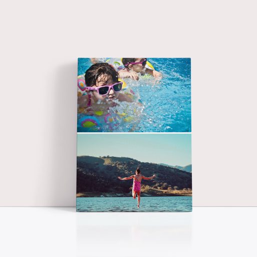 Photo of a canvas print called 'Stacked'. It is 40cm x 30cm in size, in a Portrait orientation. It has space for 2 photos.