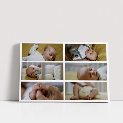 Photo of a canvas print called 'Children’s Mosaic'. It is 60cm x 40cm in size, in a Landscape orientation. It has space for 6 photos.