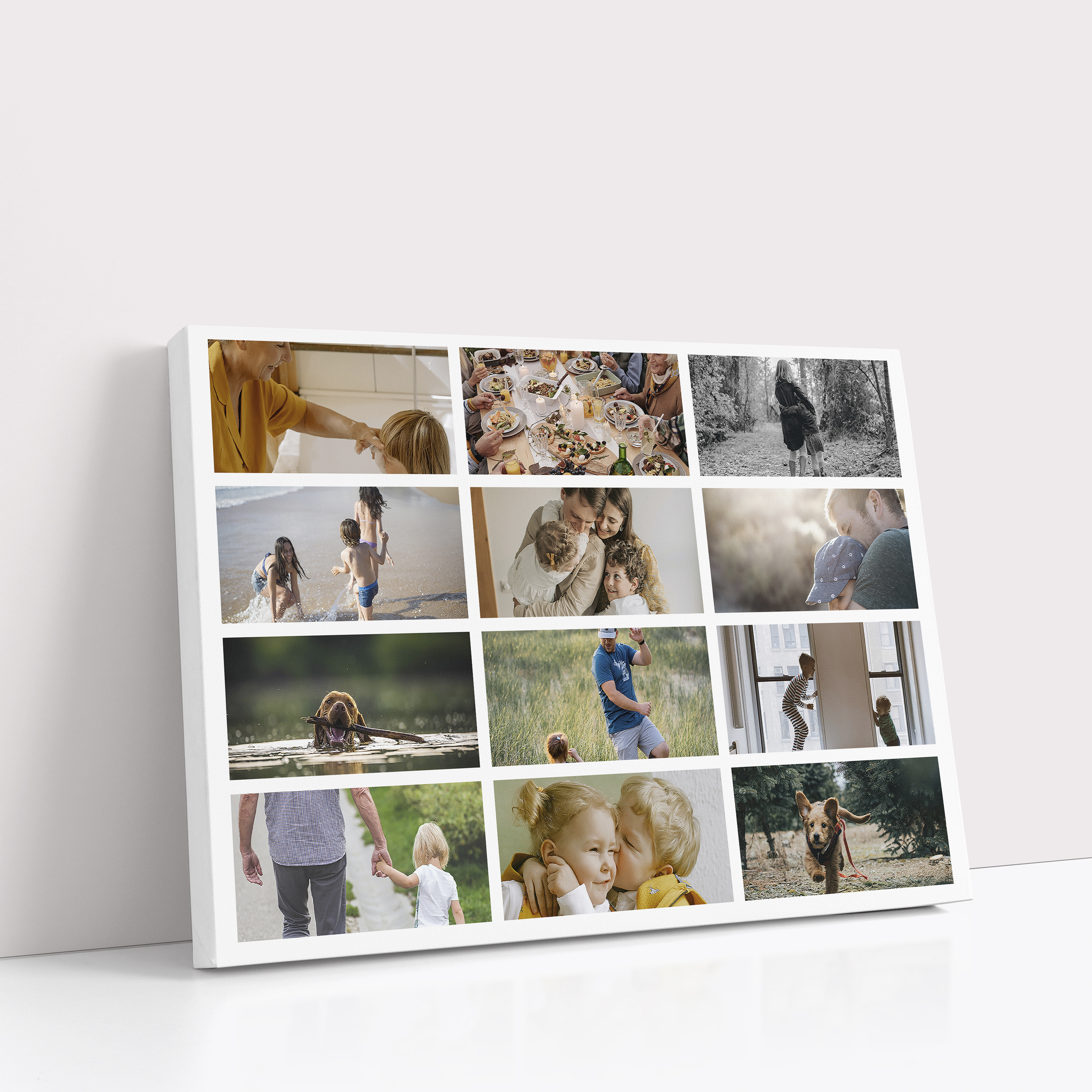 Photo of a canvas print called 'Collage of Life'. It is 60cm x 40cm in size, in a Landscape orientation. It has space for 12 photos.