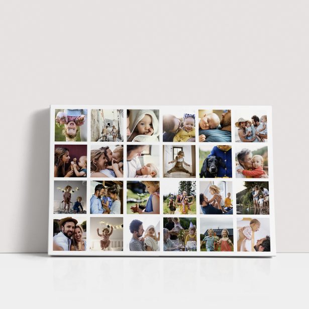Photo of a canvas print called 'Collage of Memories'. It is 60cm x 40cm in size, in a Landscape orientation. It has space for 24 photos.