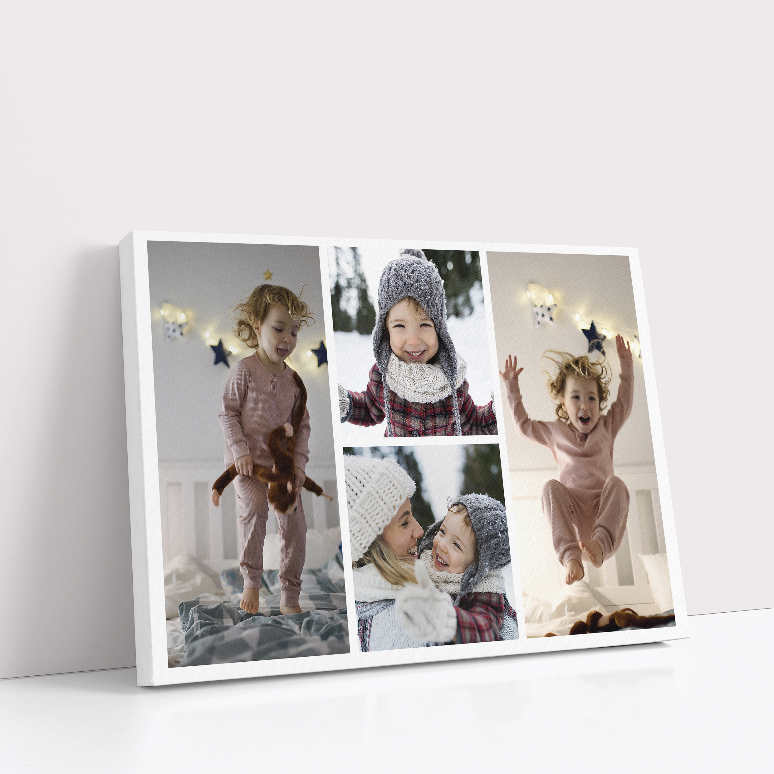 Photo of a canvas print called 'Quartet Collage'. It is 60cm x 40cm in size, in a Landscape orientation. It has space for 4 photos.