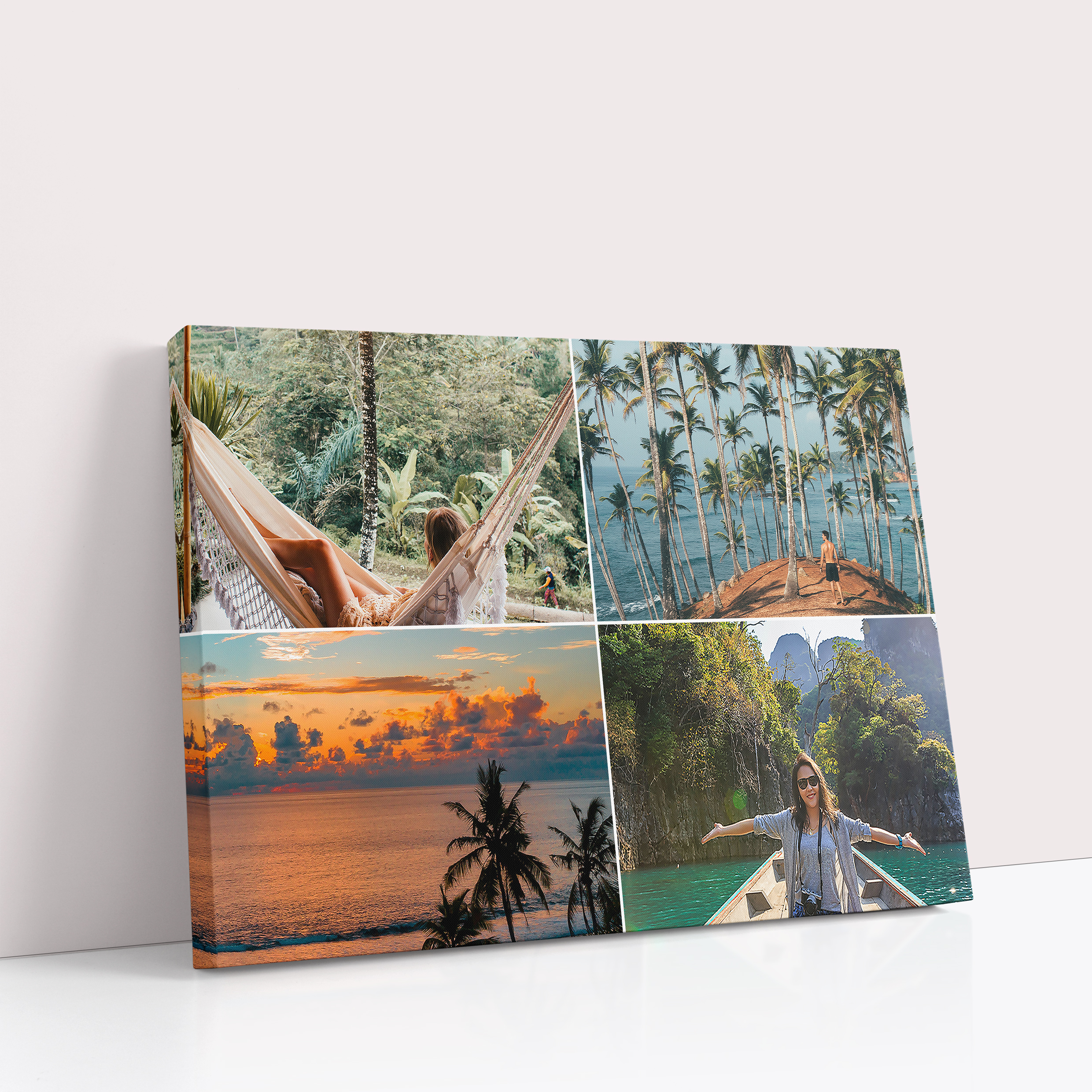 Photo of a canvas print called 'Simple Quartet'. It is 60cm x 40cm in size, in a Landscape orientation. It has space for 4 photos.
