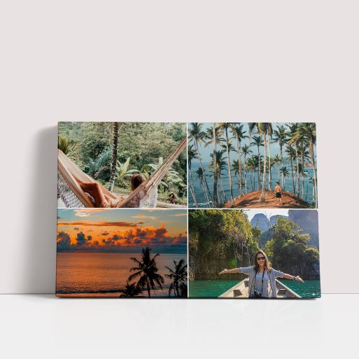 Photo of a canvas print called 'Simple Quartet'. It is 60cm x 40cm in size, in a Landscape orientation. It has space for 4 photos.