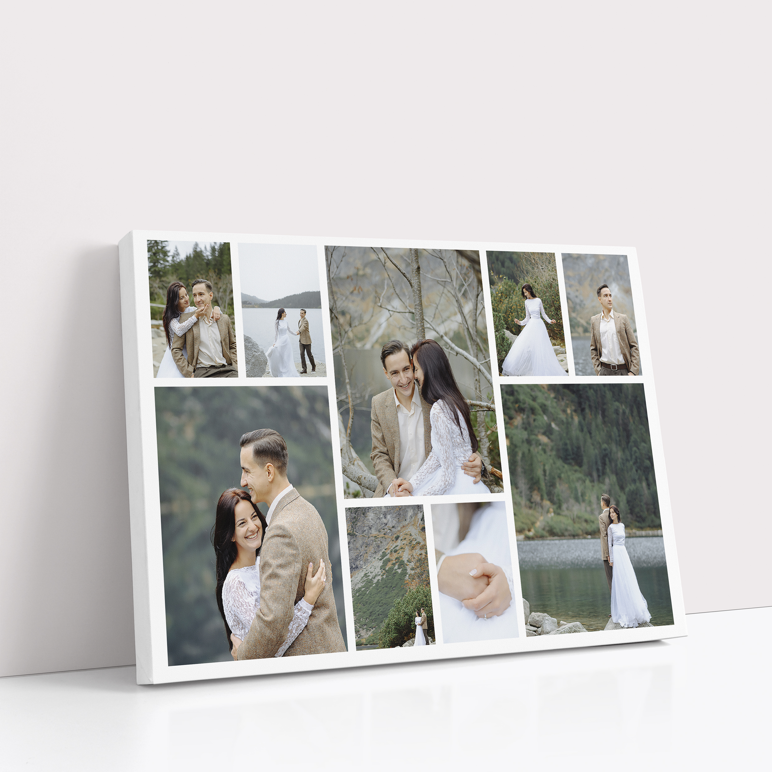 Photo of a canvas print called 'Spread Montage'. It is 60cm x 40cm in size, in a Landscape orientation. It has space for 9 photos.