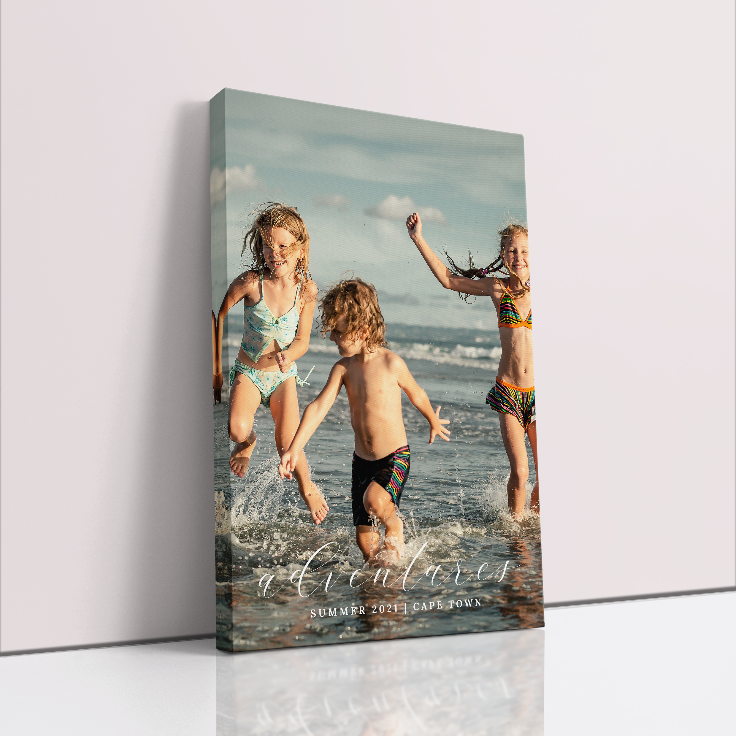 Photo of a canvas print called 'Adventures'. It is 60cm x 40cm in size, in a Portrait orientation. It has space for 1 photos.