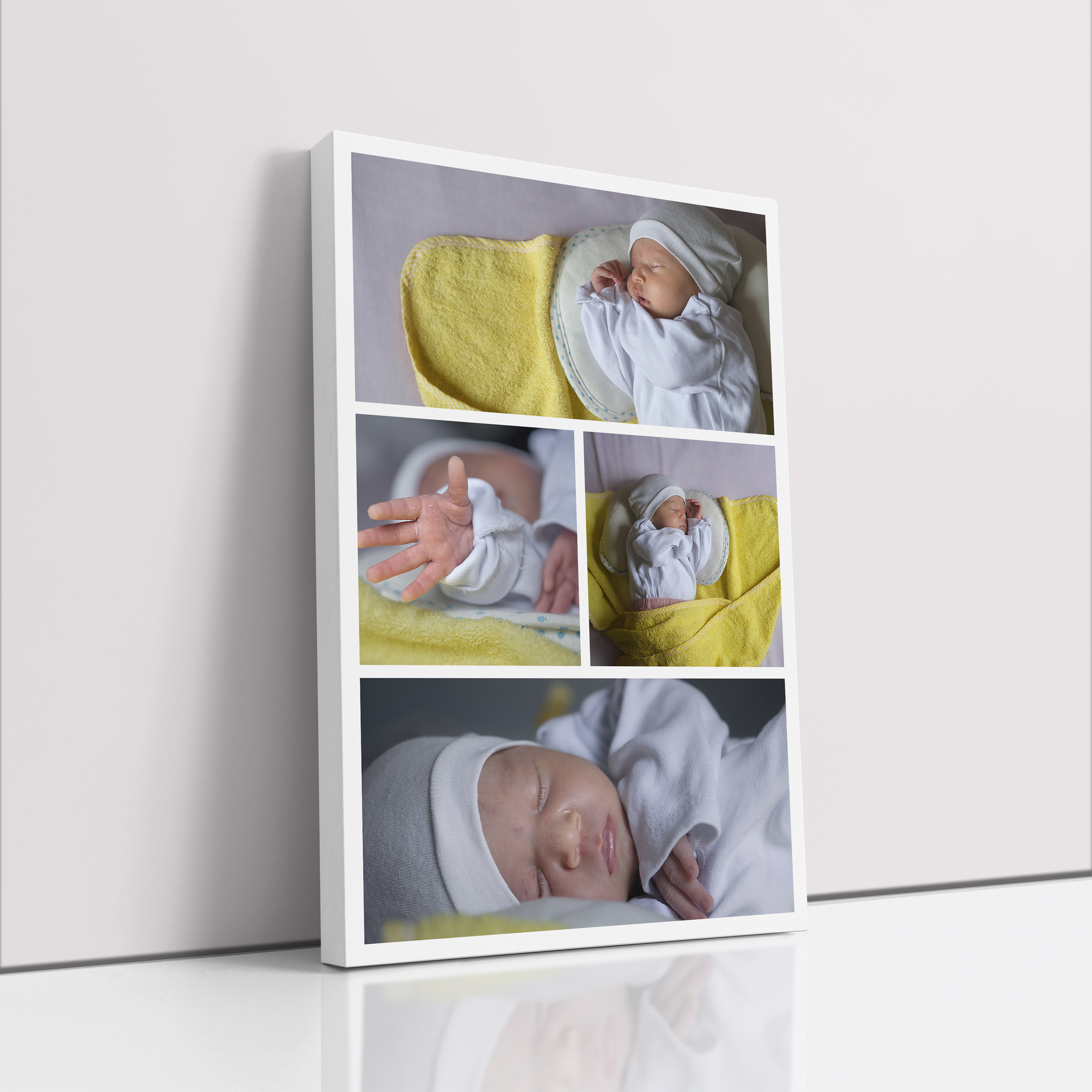 Photo of a canvas print called 'Blossoming Memories'. It is 60cm x 40cm in size, in a Portrait orientation. It has space for 4 photos.