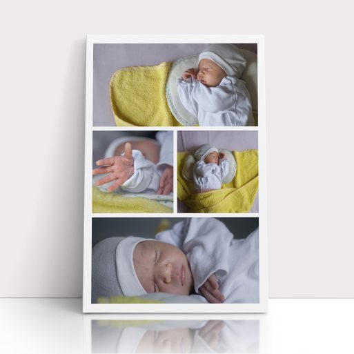 Photo of a canvas print called 'Blossoming Memories'. It is 60cm x 40cm in size, in a Portrait orientation. It has space for 4 photos.