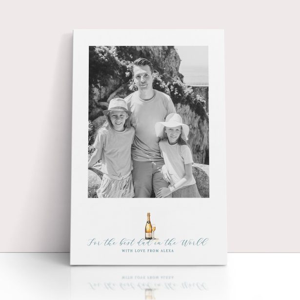 Photo of a canvas print called 'Cheers to Dad'. It is 60cm x 40cm in size, in a Portrait orientation. It has space for 1 photos.