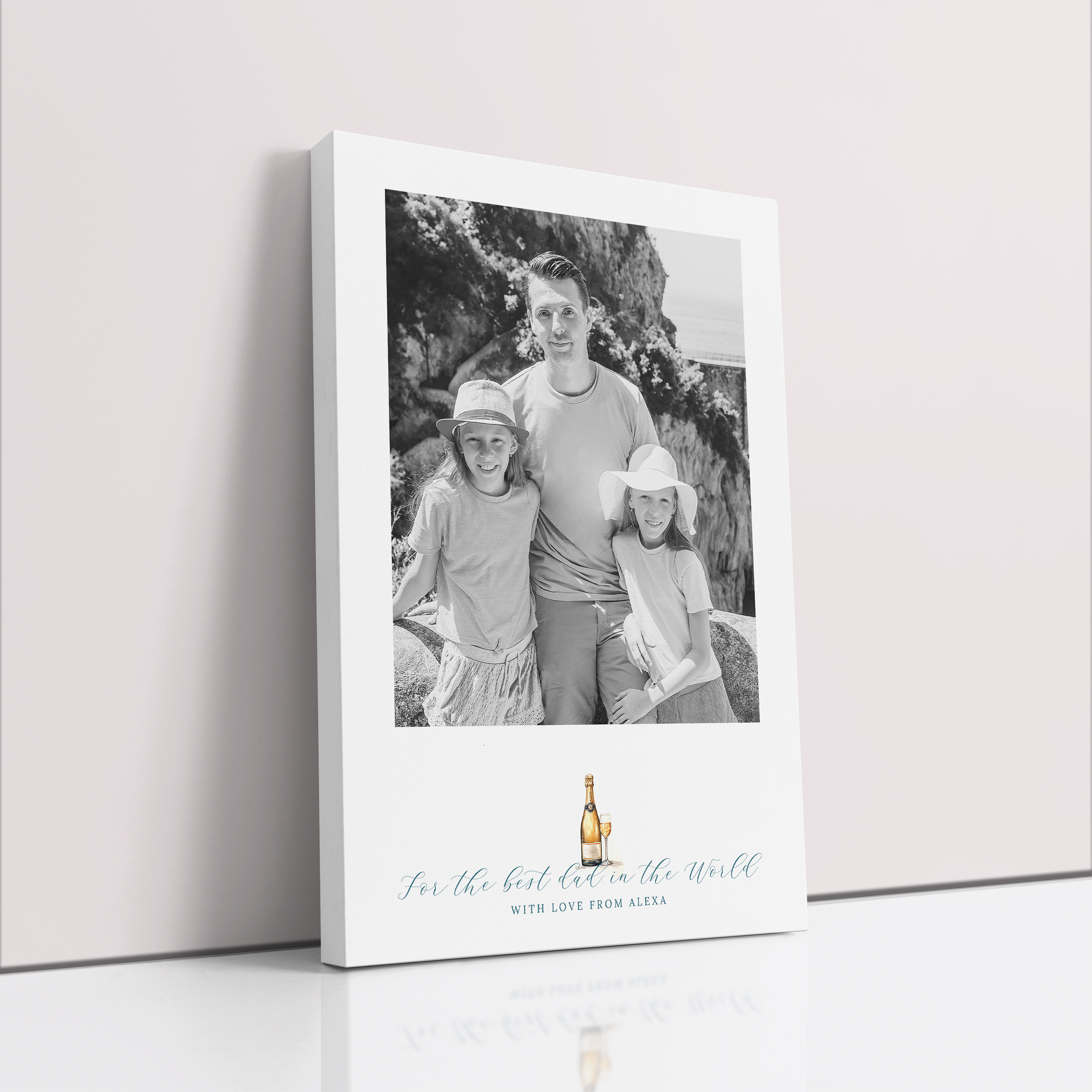 Photo of a canvas print called 'Cheers to Dad'. It is 60cm x 40cm in size, in a Portrait orientation. It has space for 1 photos.