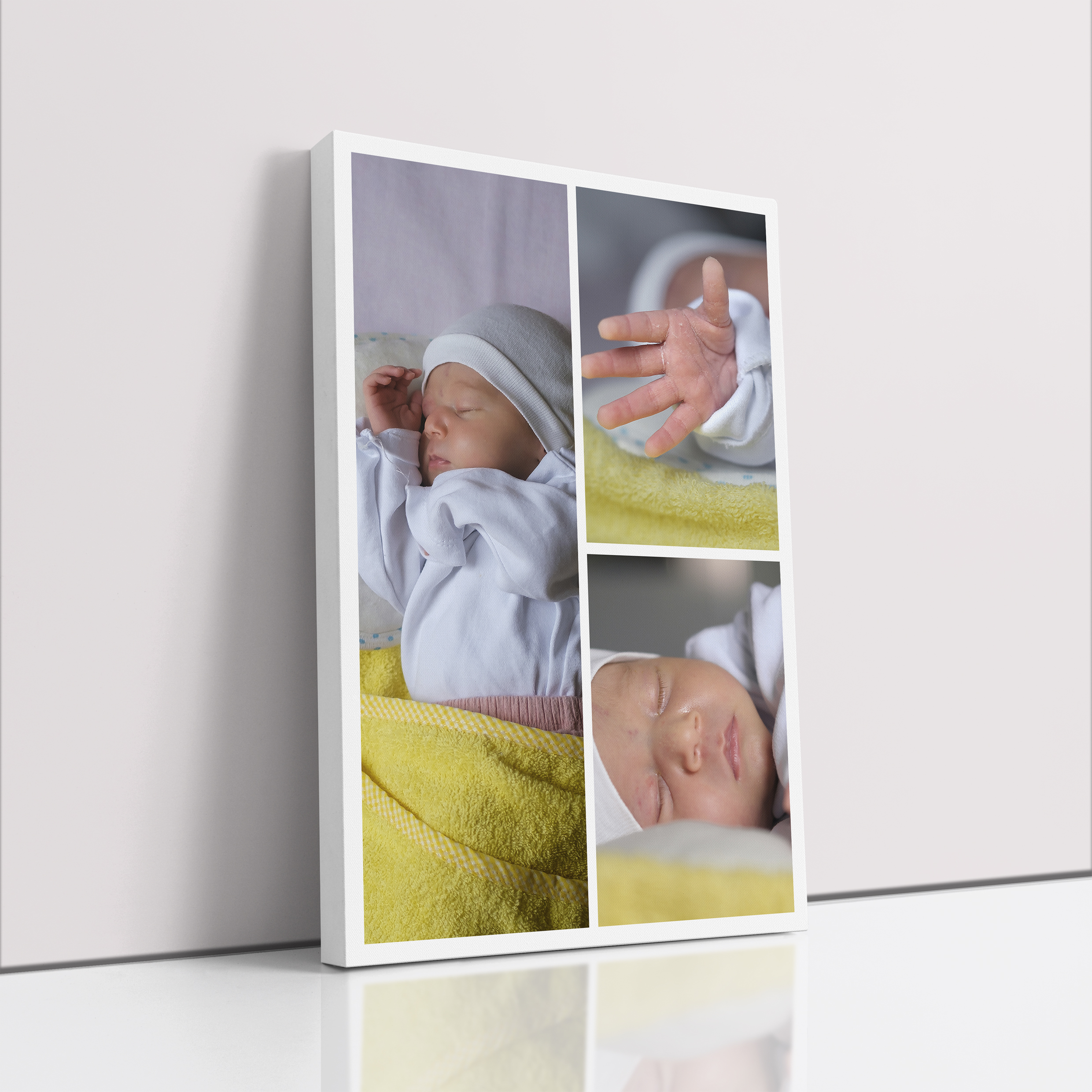 Photo of a canvas print called 'Cherished Child'. It is 60cm x 40cm in size, in a Portrait orientation. It has space for 3 photos.