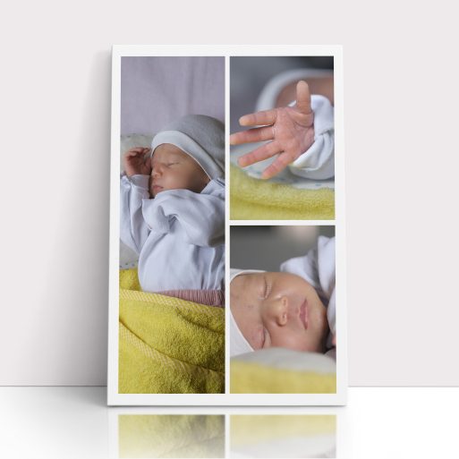 Photo of a canvas print called 'Cherished Child'. It is 60cm x 40cm in size, in a Portrait orientation. It has space for 3 photos.