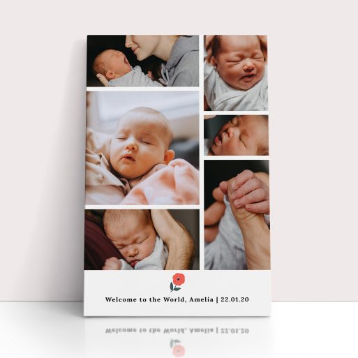 Photo of a canvas print called 'Childhood Quilt'. It is 60cm x 40cm in size, in a Portrait orientation. It has space for 6 photos.