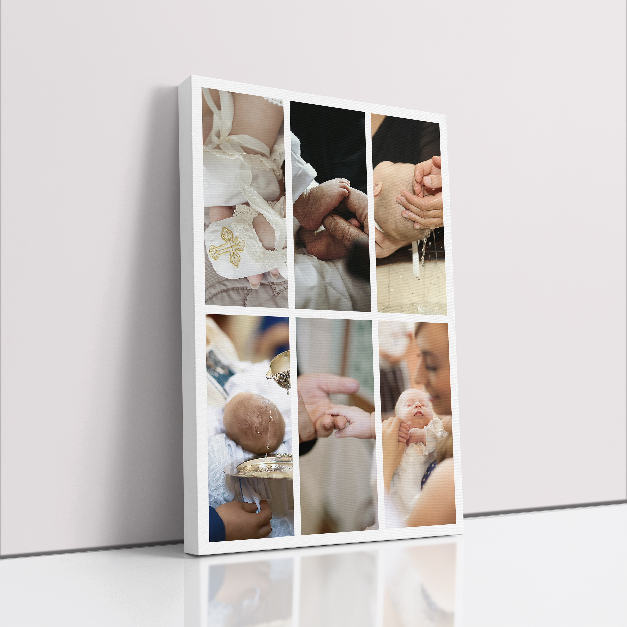 Photo of a canvas print called 'Photographic Symphony'. It is 60cm x 40cm in size, in a Portrait orientation. It has space for 6 photos.