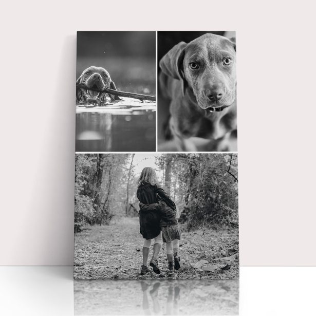 Photo of a canvas print called 'Print Memories'. It is 60cm x 40cm in size, in a Portrait orientation. It has space for 3 photos.