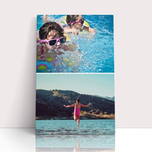 Photo of a canvas print called 'Stacked'. It is 60cm x 40cm in size, in a Portrait orientation. It has space for 2 photos.