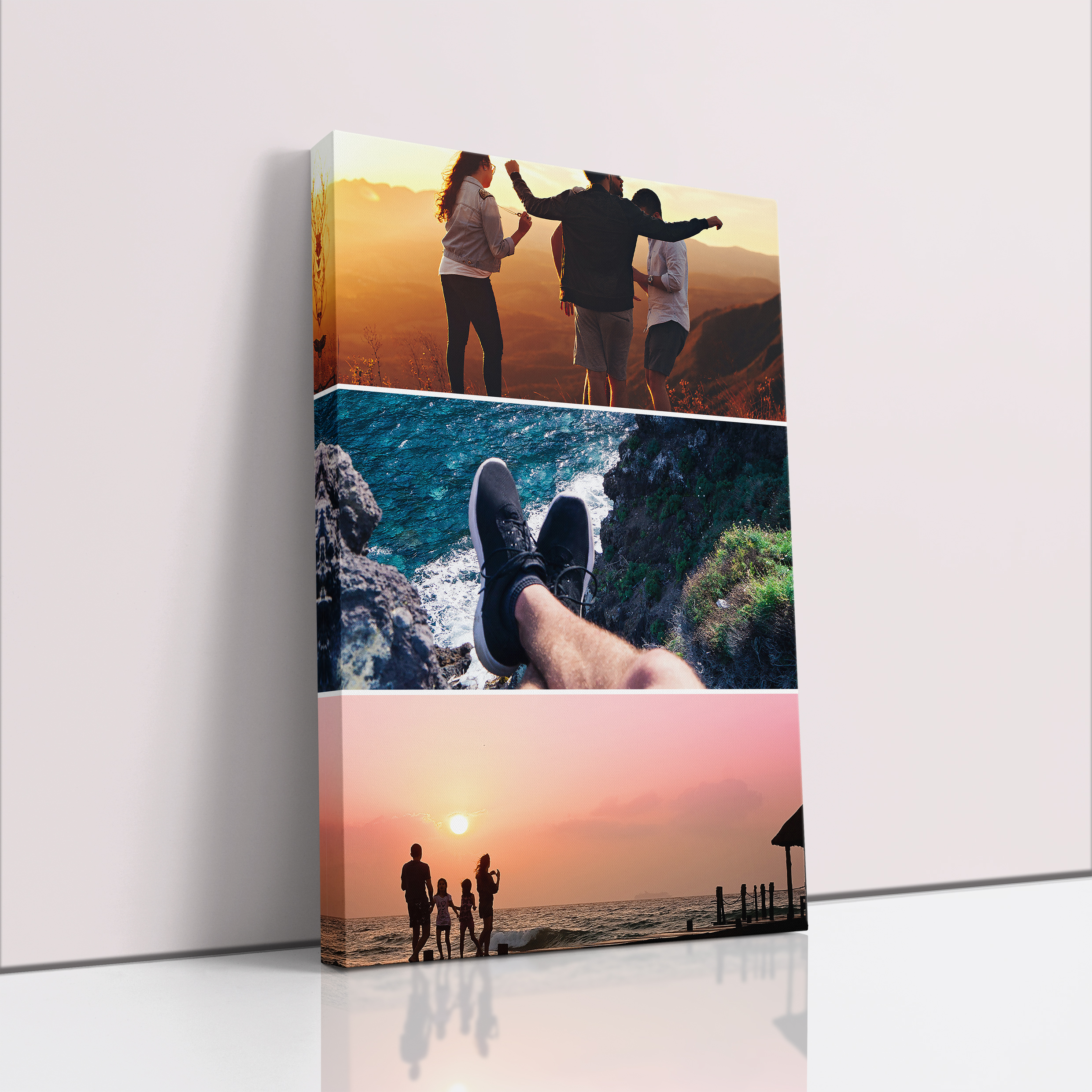 Photo of a canvas print called 'Triple Holiday Delight'. It is 60cm x 40cm in size, in a Portrait orientation. It has space for 3 photos.