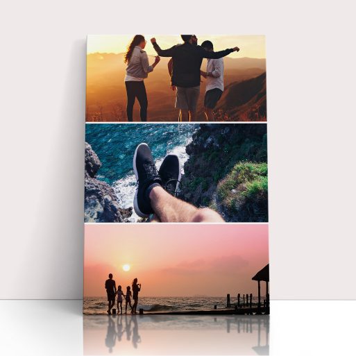 Photo of a canvas print called 'Triple Holiday Delight'. It is 60cm x 40cm in size, in a Portrait orientation. It has space for 3 photos.