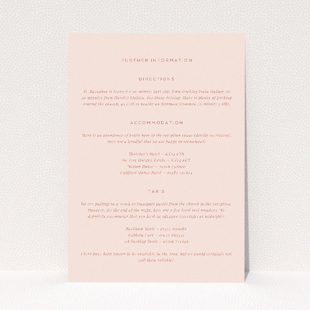 Carnaby Celebration information insert card - vibrant wedding stationery with warm terracotta tones and playful script. This is a view of the front