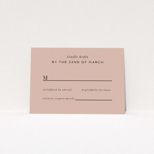Carnaby Celebration RSVP Card Template - Warm terracotta background and playful script capturing a spirit of joy and festivity. Perfect for couples desiring a laid-back yet lively atmosphere for their wedding This is a view of the front