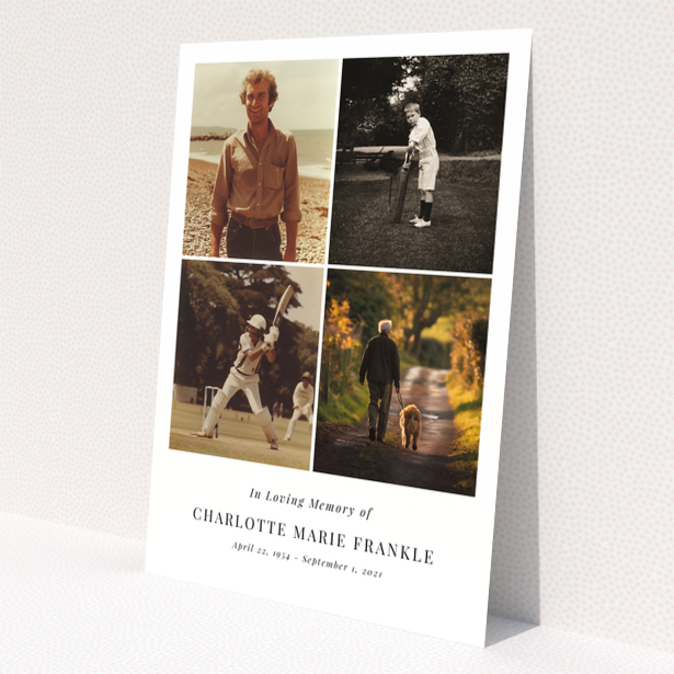 Funeral announcement with four photos in memory of Charlotte Marie Frankle