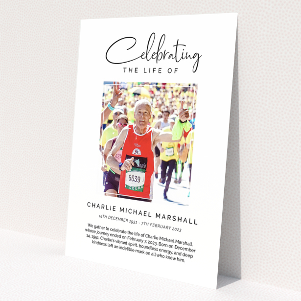 Funeral announcement design with one photo for Charlie Michael Marshall