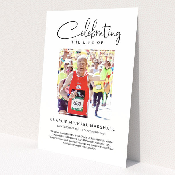 Funeral announcement design with one photo for Charlie Michael Marshall