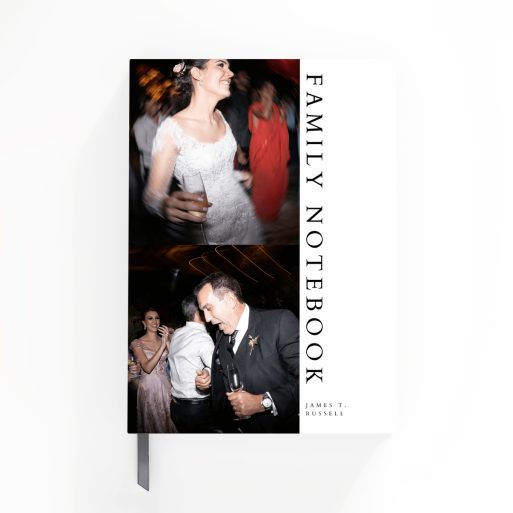 Family notebook design with two photos, perfect for personalisation and printing by Utterly Printable.