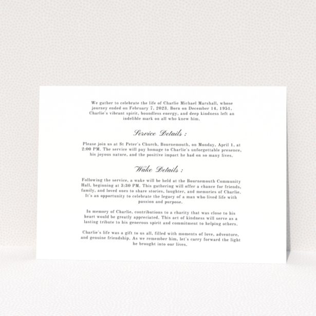 Funeral announcement design with six photos