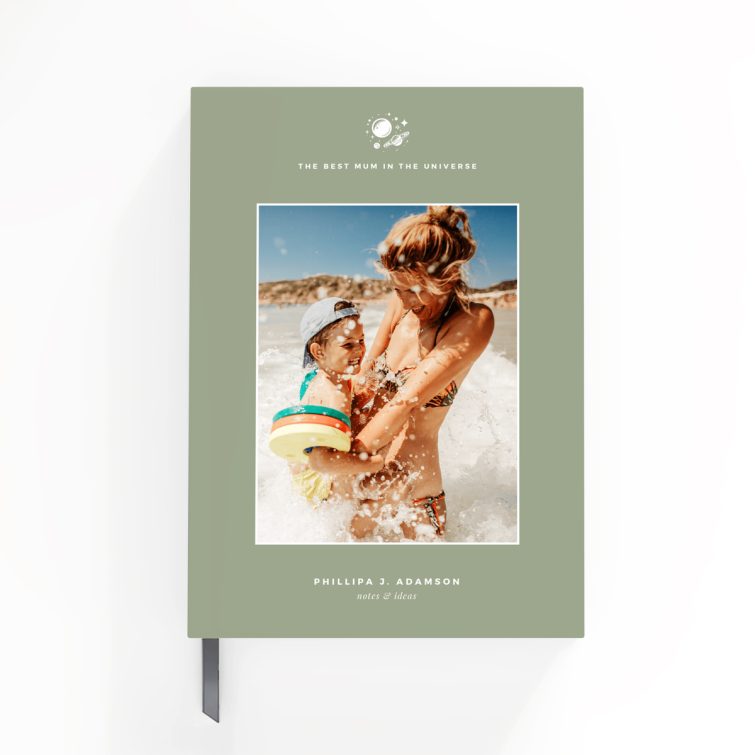 Customisable portrait notebook design with one photo on the cover, ideal for personalisation and gifting.