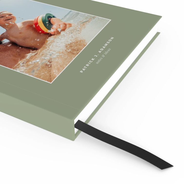 Customisable portrait notebook design by Utterly Printable with one photo on the front cover.