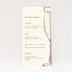 "Champagne Toast wedding menu - Utterly Printable - Watercolour champagne flutes and playful handwritten fonts in green, gold, and peach radiate celebratory charm for a sparkling wedding celebration.". This is a view of the front