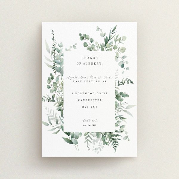 Greenery Frame in Change of Address cards