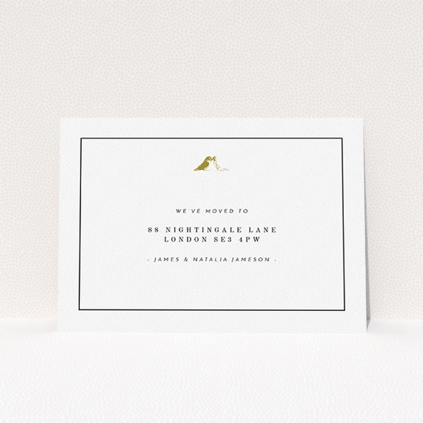 A change of address card called "Home Birds". It is an A5 card in a landscape orientation. "Home Birds" is available as a flat card, with tones of black and white.