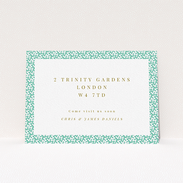 A change of address card design named "In your own way". It is an A6 card in a landscape orientation. "In your own way" is available as a flat card, with tones of green and white.