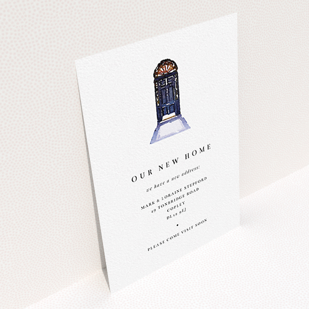 A change of address card design titled "Just a quick note...". It is an A6 card in a portrait orientation. "Just a quick note..." is available as a flat card, with mainly white colouring.