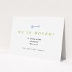 A change of address card template titled "Magic Key". It is an A6 card in a landscape orientation. "Magic Key" is available as a flat card, with tones of white and green.