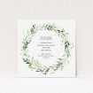 A change of address card called "Marine Wreath". It is a square (148mm x 148mm) card in a square orientation. "Marine Wreath" is available as a flat card, with tones of ice blue, light green and yellow.