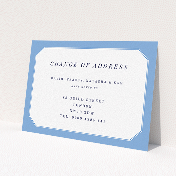 A change of address card called 'My Front Door'. It is an A6 card in a landscape orientation. 'My Front Door' is available as a flat card, with tones of blue and white.