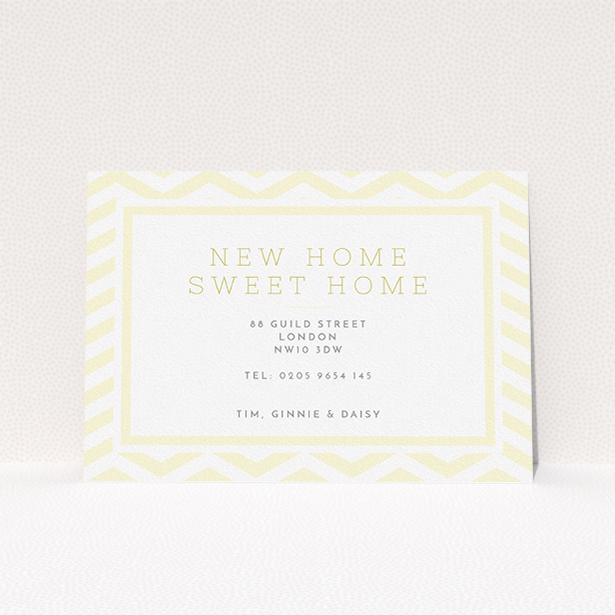 A change of address card template titled "Pastel Wave". It is an A5 card in a landscape orientation. "Pastel Wave" is available as a flat card, with mainly cream colouring.